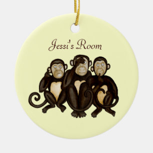 Drie Wise Monkeys Keramisch Ornament