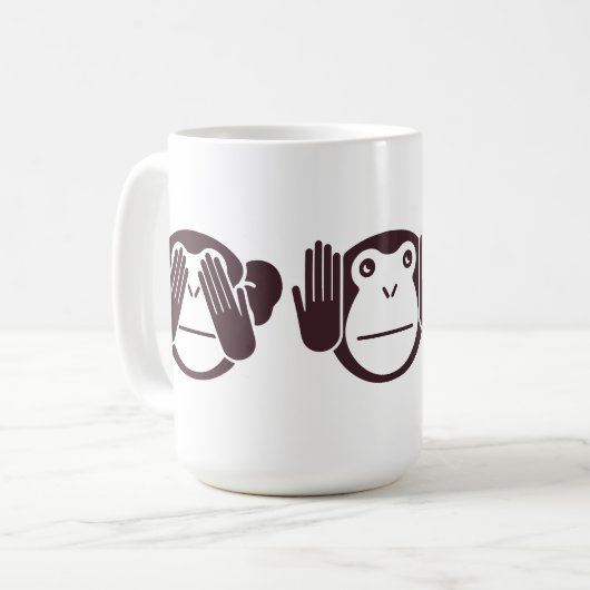 Drie Wise Monkeys Ontwerp Koffiemok (Voorkant links)