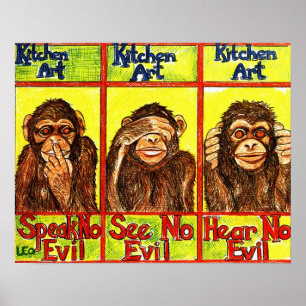 Drie Wise Monkeys Poster