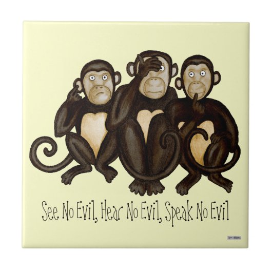 Drie Wise Monkeys Tegeltje (Voorkant)