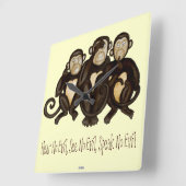 Drie Wise Monkeys Vierkante Klok (Hoek)