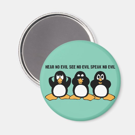 Drie Wise Penguins Design Graphic Magneet (Voorkant / Achterkant)