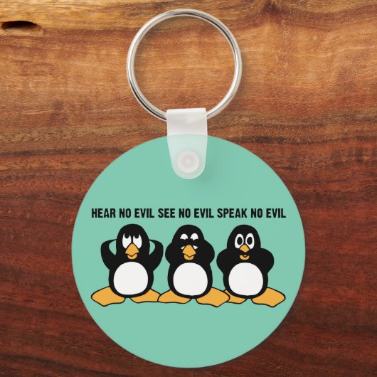 Drie Wise Penguins Design Graphic Sleutelhanger (Voorkant)
