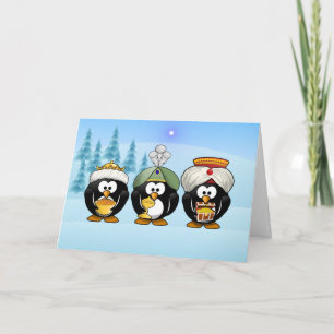 Drie Wisemen Pinguïns Kerst Kaart