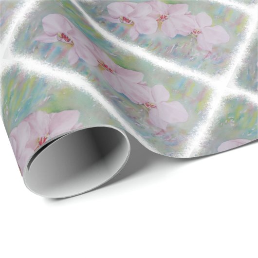 DRIE WIT-ORCHIDS WRAPPINGPAPIER CADEAUPAPIER (Rol Hoek)