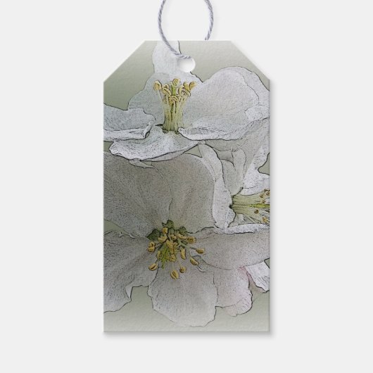 drie witte bloemen cadeaulabel (Voorkant)