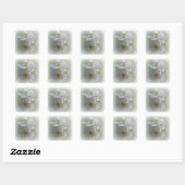 drie witte bloemen vierkante sticker (Vel)