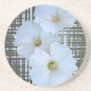 drie witte bloemen zandsteen onderzetter