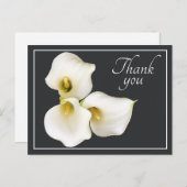 Drie witte Calla Lilies grijze achtergrond Dank u Briefkaart (Voorkant / Achterkant)