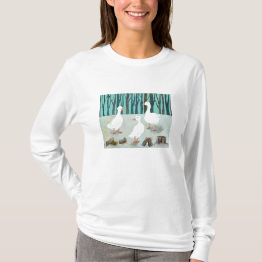Drie witte ganzen t-shirt (Voorkant)