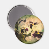 Drie witte Pansies (geweven) Magneet (Voorkant / Achterkant)