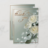 Drie witte rozen/gouden trim bedankkaart (Voorkant / Achterkant)