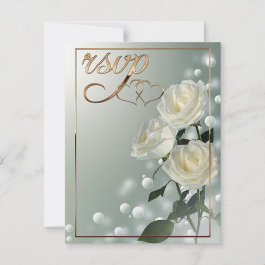 Drie witte rozen/gouden trim bedankkaart (Voorkant)