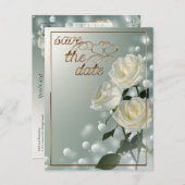 Drie witte rozen/gouden trim briefkaart (Voorkant / Achterkant)