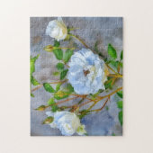 Drie Witte Rozen Roos Tuin Kunst Puzzel (Verticaal)