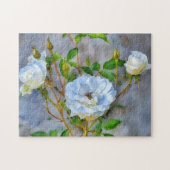 Drie Witte Rozen Roos Tuin Kunst Puzzel Legpuzzel (Horizontaal)