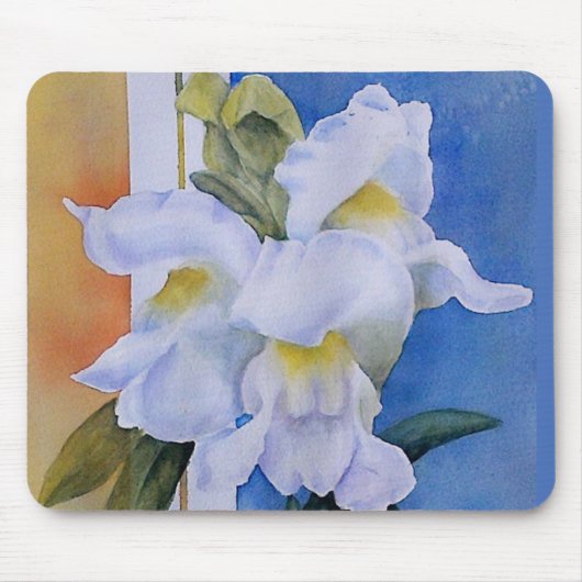 DRIE WITTE SNAPDRAGONS MOUSEPAD MUISMAT (Voorkant)