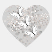Drie witte vlinders hart sticker (Voorkant)