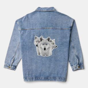 Drie witte wolven denim jacket