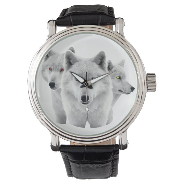 Drie witte wolven horloge (Voorkant)