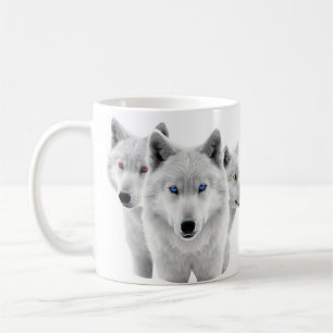 Drie witte wolven koffiemok