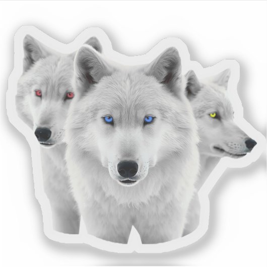 Drie witte wolven sticker (Voorkant)