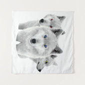 Drie witte wolven wandkleed (Voorkant (horizontaal))