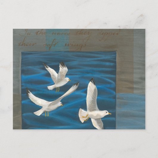 Drie witte zeegarren die over het water vliegen briefkaart (Voorkant)
