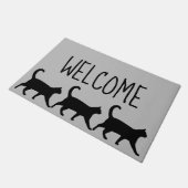 Drie witte zwarte katten Welkom Deurmat (Schuin)