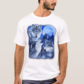 Drie Wolven 3 Grijze Wolf Howling Bij De Maan Wild T-shirt
