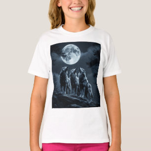 Drie wolven die huilen naar de volle maan - Drie W T-shirt