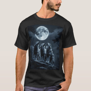 Drie wolven die huilen naar de volle maan - Drie W T-shirt