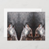 Drie Wolven Howling Briefkaart (Voorkant / Achterkant)