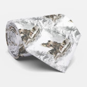 Drie Wolven Howling Snowy Night Waterverf Stropdas (Opgerold)