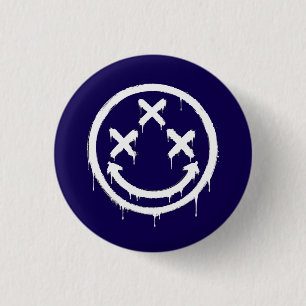 Drie X-Ogen Graffiti Glimlach Ronde Button 3,2 Cm