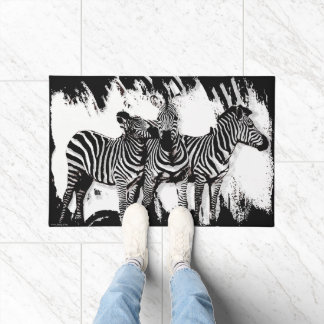 Drie zebra's schilderen deurmat