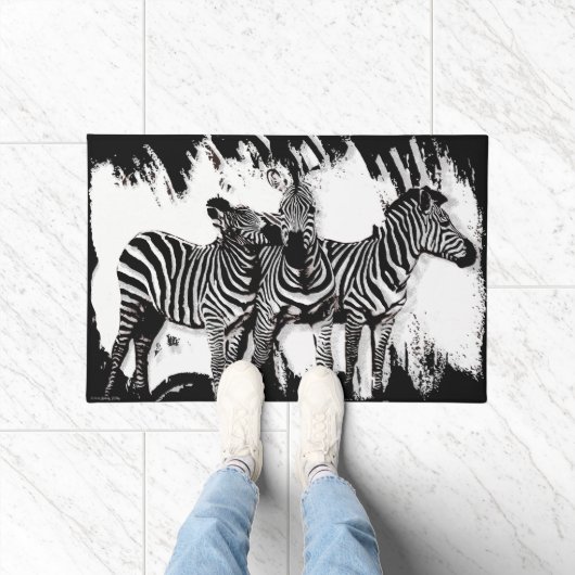 Drie zebra's schilderen deurmat (Binnen)