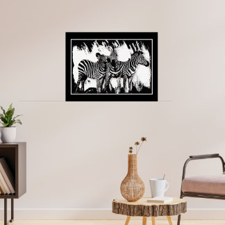 Drie zebra's schilderen poster