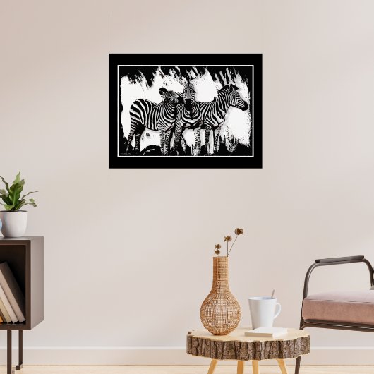 Drie zebra's schilderen poster (Woonkamer 3)