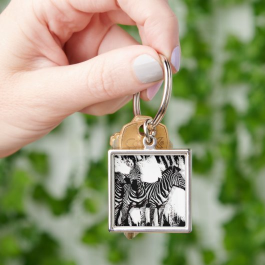 Drie zebra's schilderen sleutelhanger (Hand)