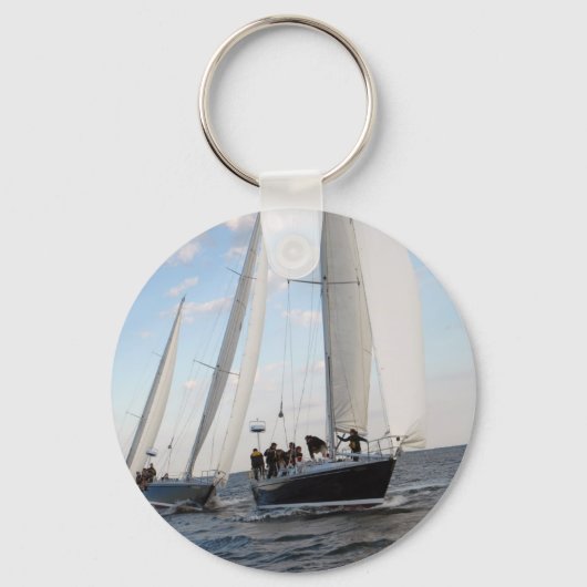 Drie Zeilboten op het Zee. Sleutelhanger (Voorkant)