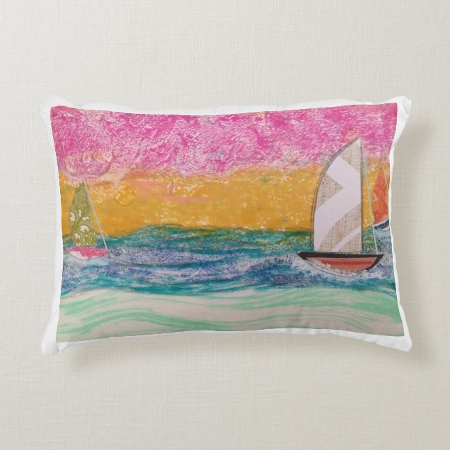 Drie zeilboten Pink Sky Accent Kussen (Voorkant)