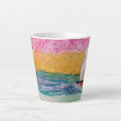 Drie zeilboten Pink Sky Latte Mok (Voorkant)