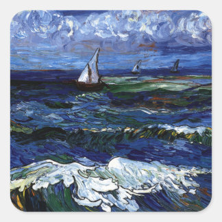 Drie zeilboten vierkante sticker