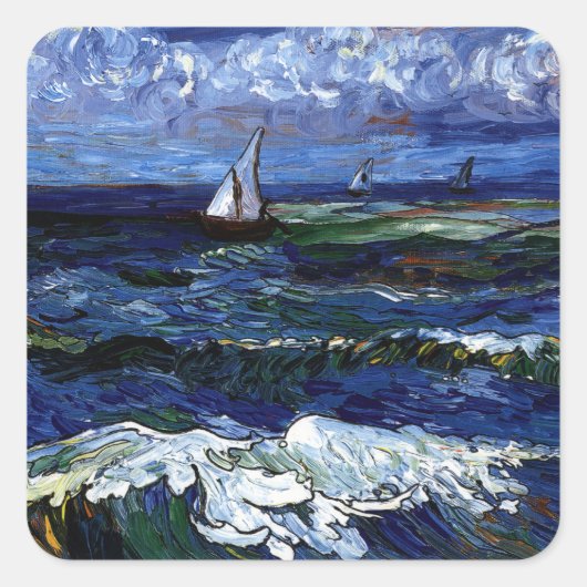 Drie zeilboten vierkante sticker (Voorkant)