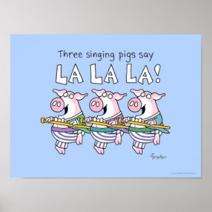 DRIE ZINGPIGS poster van Sandra Boynton