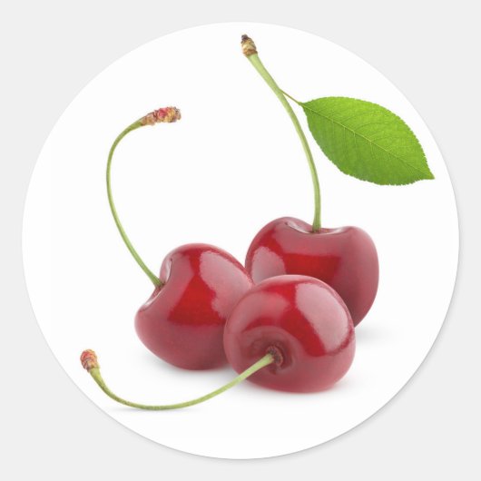 Drie zoete kersen ronde sticker (Voorkant)