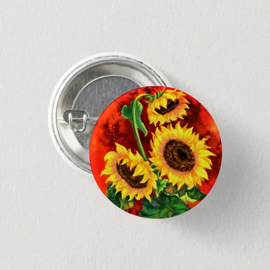 Drie Zonnebloemen Button (Voorkant /achterkant)