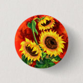 Drie Zonnebloemen Button (Voorkant)