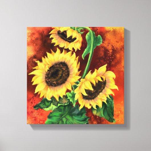 Drie Zonnebloemen Canvas (Voorkant)